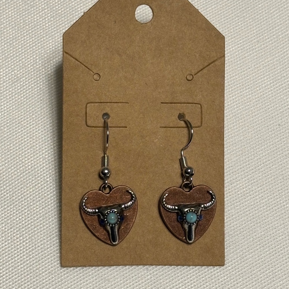 Bronze and Silver Heart Earrings